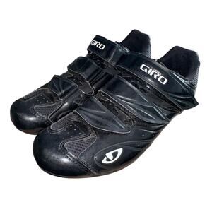 GIRO ROAD CYCLING SHOES SIZE 38 EU BLACK 3 STRAP HOOK AND LOOP WITH CLEATS
